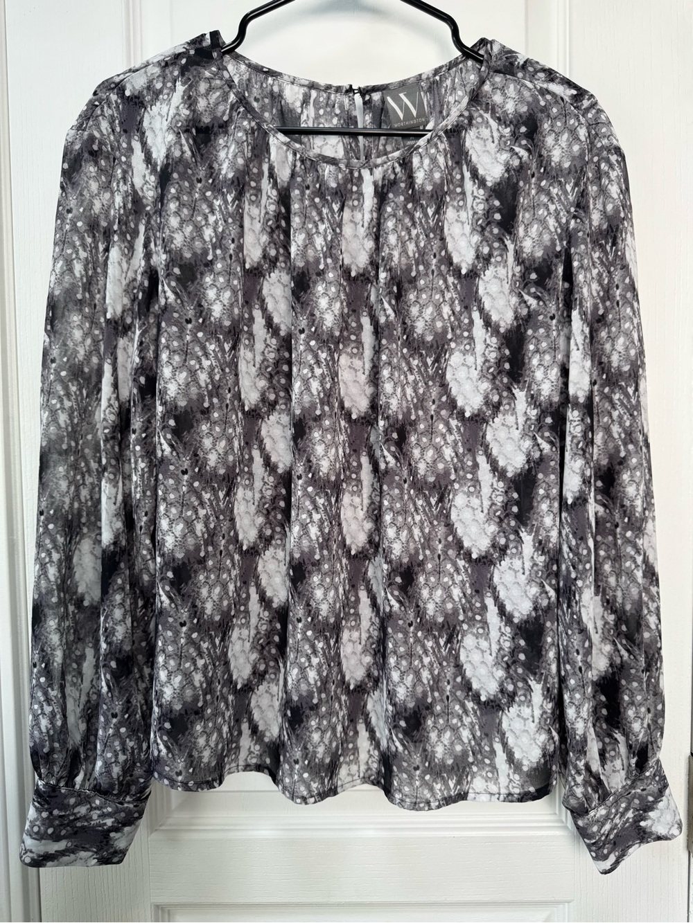 Worthington Black & White Printed Long-Sleeve Sheer Blouse